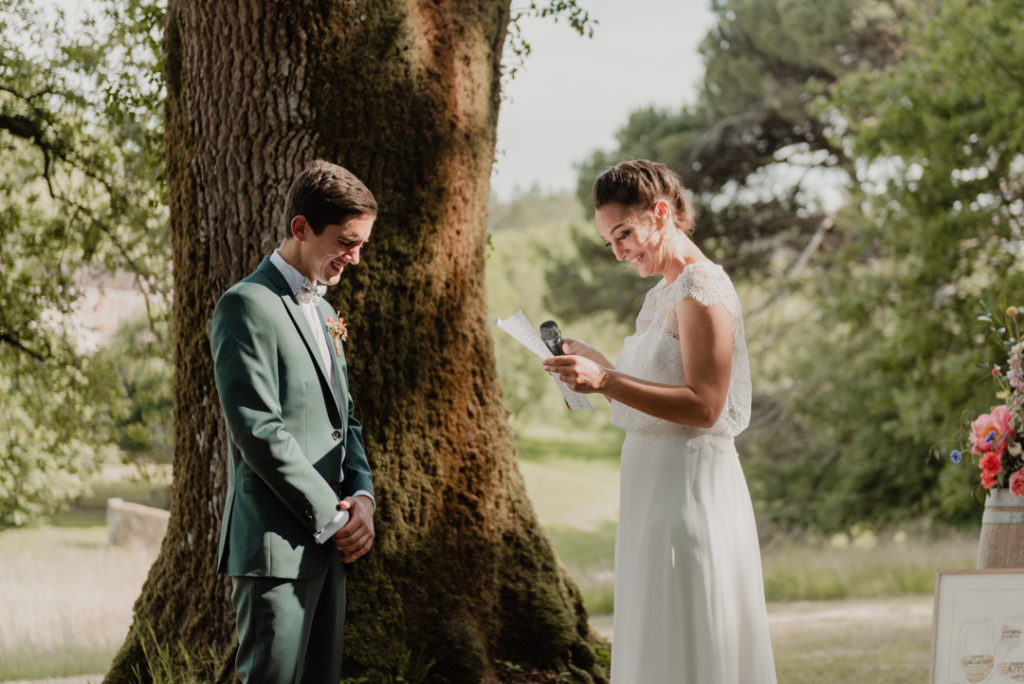 Emotion lors des voeux de la mariée